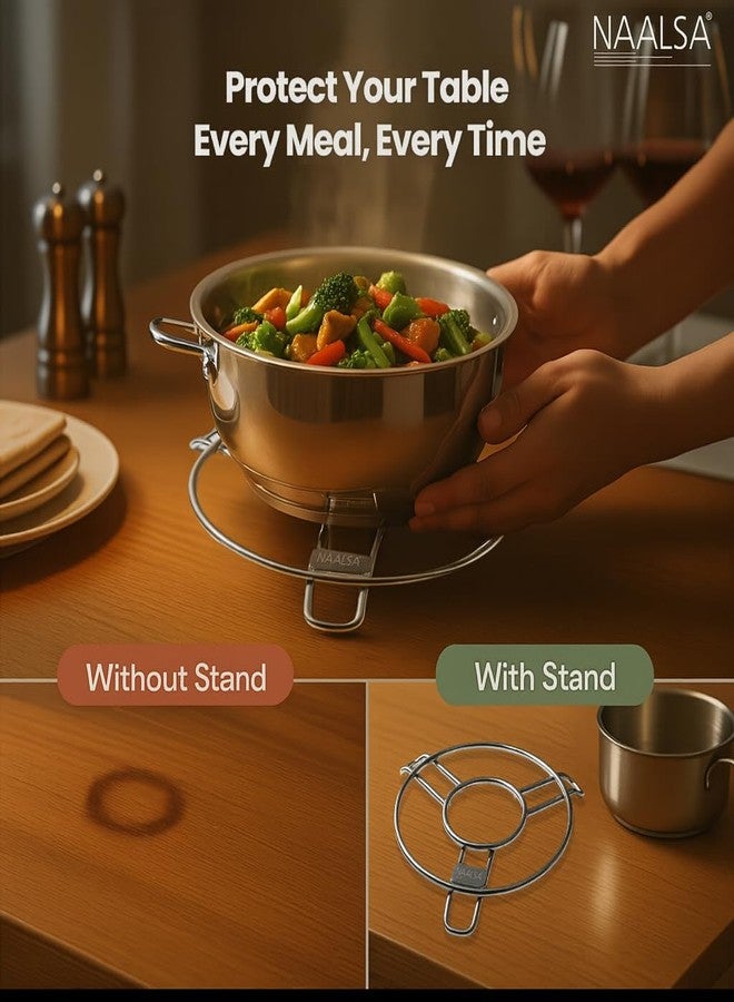 NAALSA - Mars 3pc Set Stainless Steel Round Trivet, Hot Pot Stand, Heavy Duty Steel Trivet for Hot Utensils, 4mm Rod Table Top Ring, Hot Pot Mat Stand for Kitchen Utensil Vessel Holder (Pack of 3) - Image 5